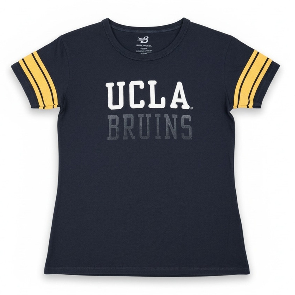 UCLA Bruins Varsity Distressed Blue & Gold Cotton T-Shirt Banner Medium Retro